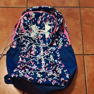Under Armour Navy Backpack with Pink & White Pattern